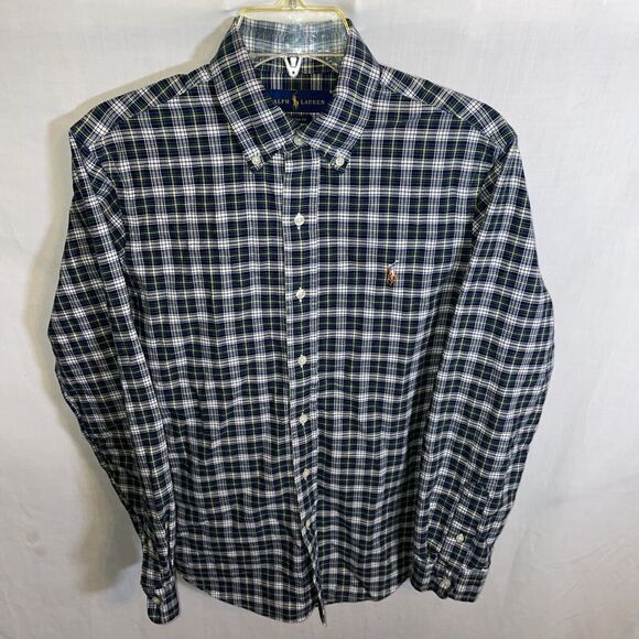 Polo Ralph Lauren Men’s Dress Shirt Size Small Blue Plaid Flesh Pony Business - Picture 1 of 12